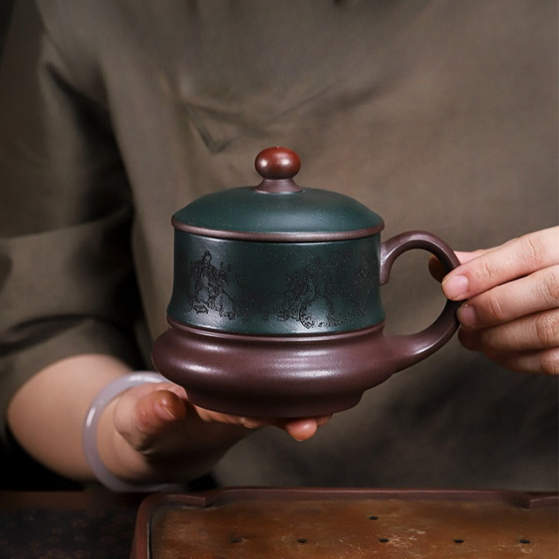 Master Handmade Yixing Zisha Tea Mug [Baxian Cheng Rui] (Jinsha Zi Ni - 480ml) - YIQIN TEA HOUSE | yiqinteahouse.com | tea mug, teaware