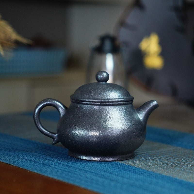 Théière Yixing Zisha entièrement faite à la main [Gao Pan Pot] (Zhu Ni cuit en réduction - 240 ml)