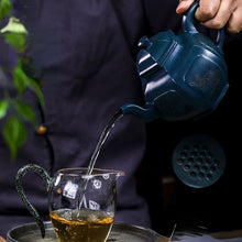 Load image into Gallery viewer, Full Handmade Yixing Zisha Teapot [Jiqing Gong Deng 吉庆宫灯] (Sumatran Green - 580ml)
