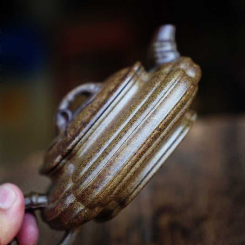 Théière Yixing Zisha entièrement faite à la main [Pot Jin Nang Xu Bian] (Qing Duan Ni Fired - 200 ml)