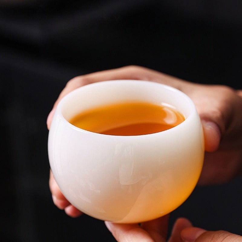 Tazza da tè Master in porcellana bianca giada di ghiaccio smaltata 80-110ml