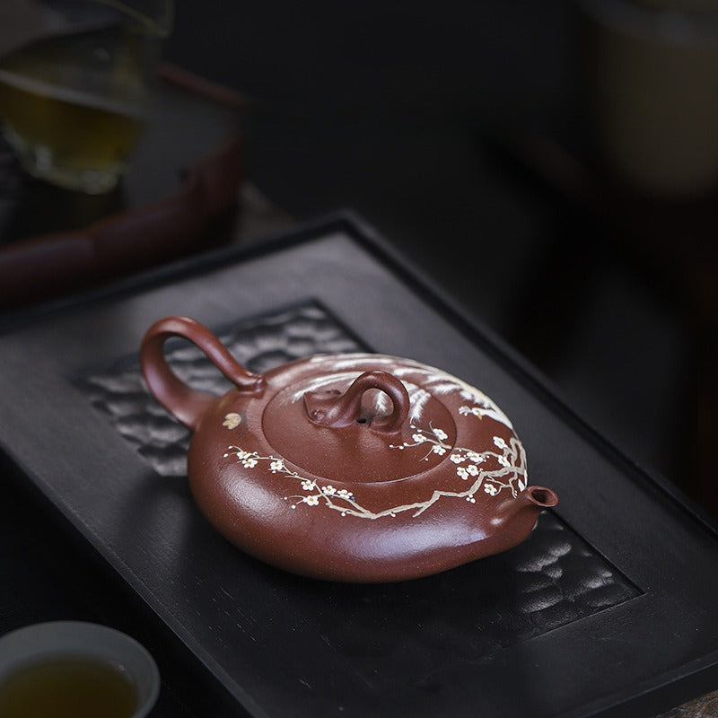 Full Handmade Yixing Zisha Teapot [Beautiful Feather] (Zi Ni - 230ml) - YIQIN TEA HOUSE | yiqinteahouse.com | 200-300ml, full handmade zisha teapot, teapot, teaware