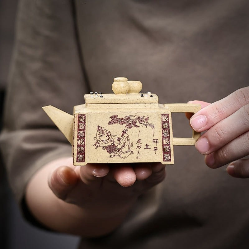 Full Handmade Yixing Zisha Teapot [Qikai Desheng] (Bensan Lu Ni - 145ml)