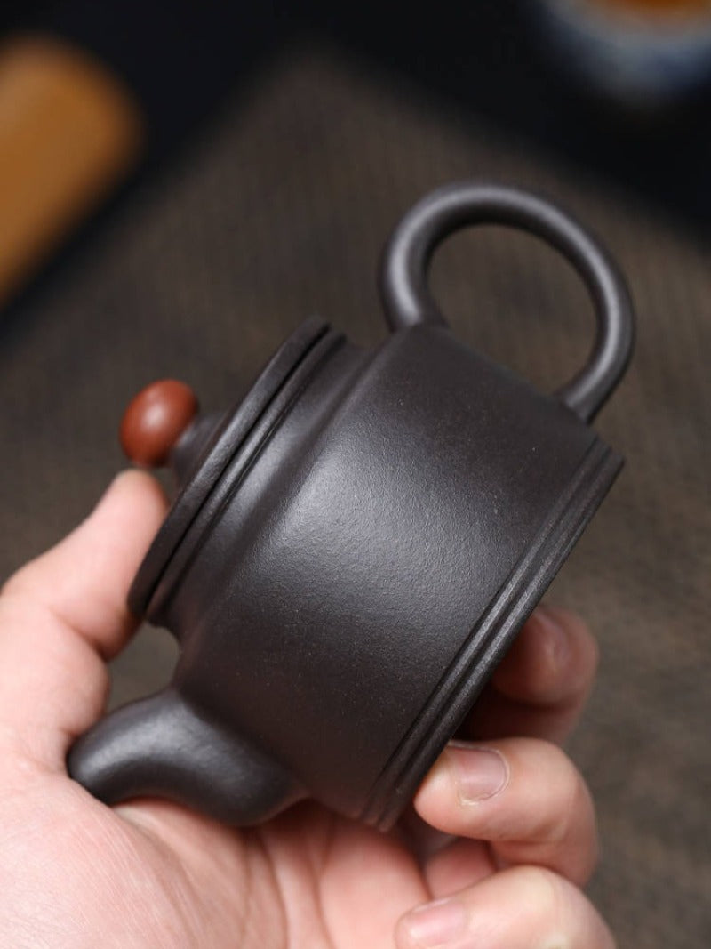 全手工宜兴紫砂茶壶 [鸿运当头] (黑泥 - 140ml)