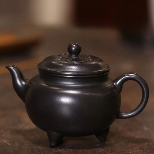 Full Handmade Yixing Zisha Teapot [Dabin Ruyi Pot] (Hei Ni - 210ml)