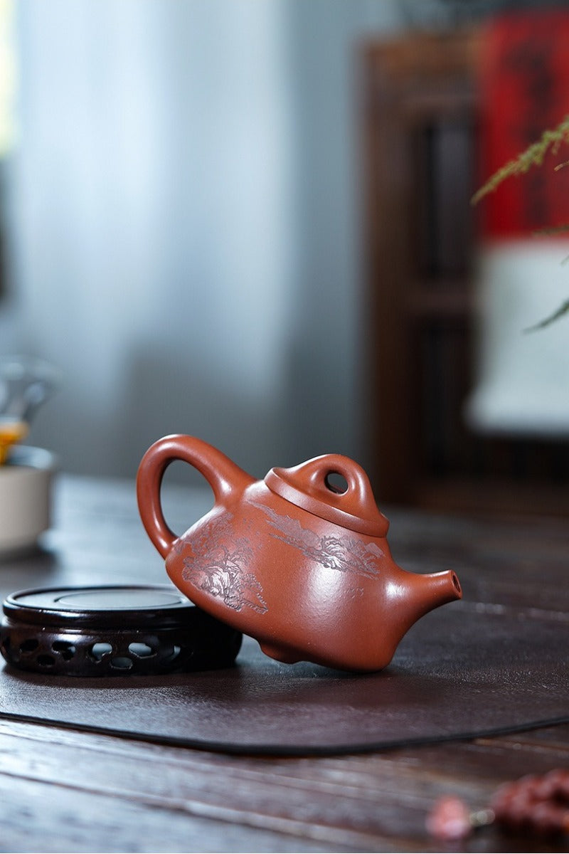 全手工宜兴紫砂茶壶【霸王石瓢】（清水泥 - 240ml）