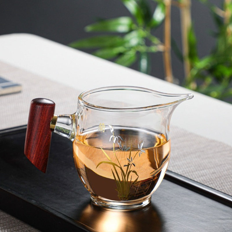 植物系 玻璃公道杯 带不锈钢滤网 350ml