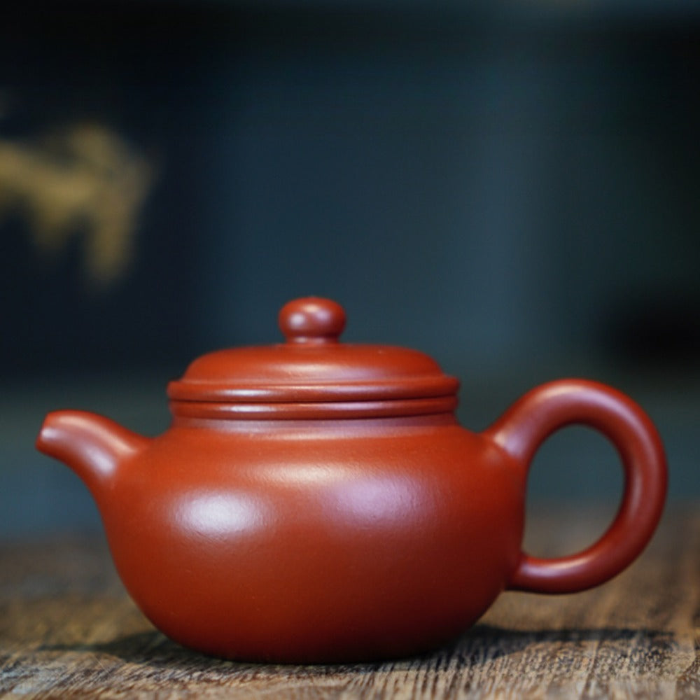Tetera Yixing Zisha completamente hecha a mano [Olla Fanggu] (Dahongpao - 100 ml)