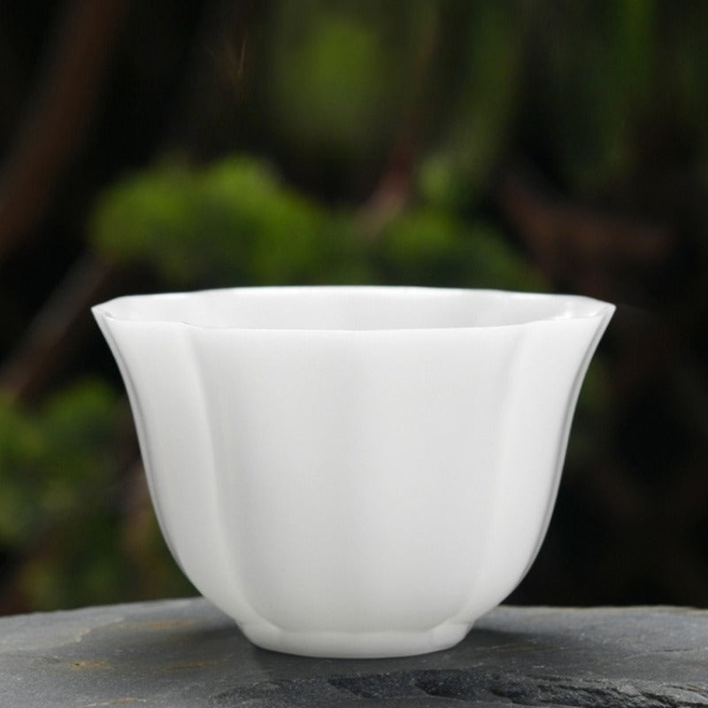 Ice Jade White Porcelain [Petals] Tea Cup 110ml