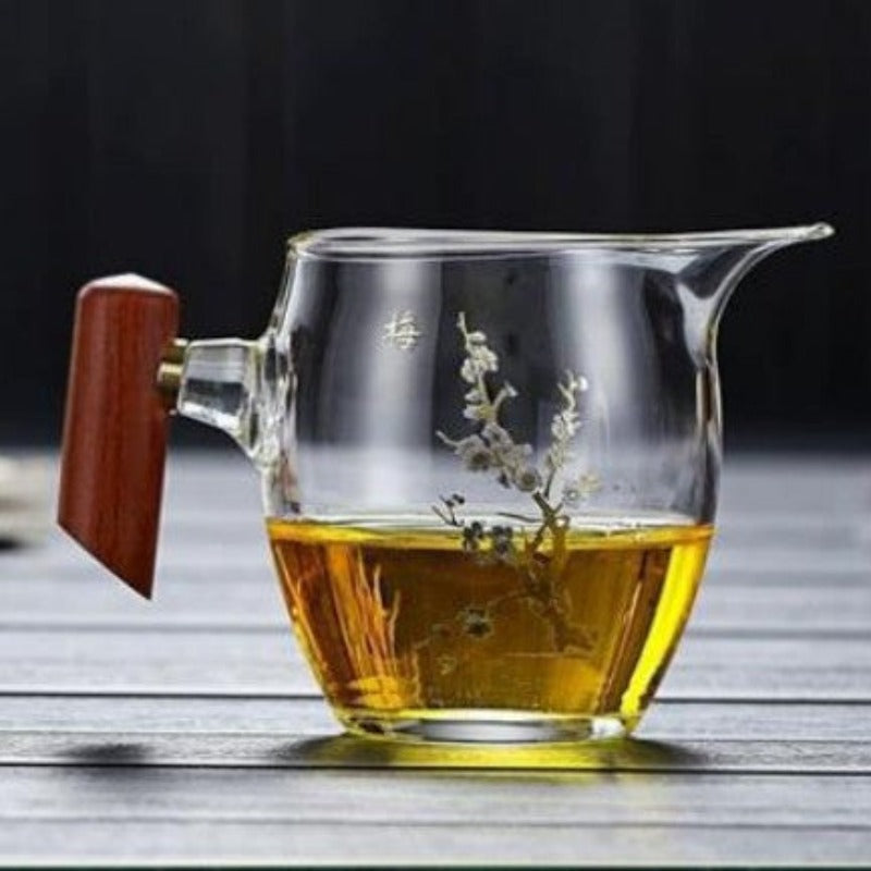 植物系 玻璃公道杯 带不锈钢滤网 350ml