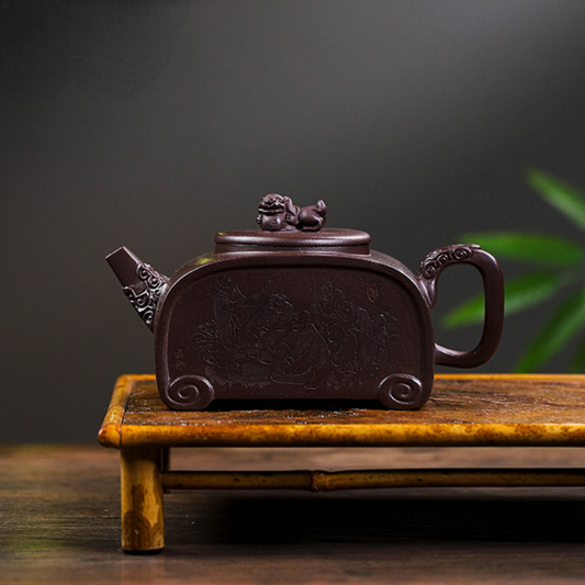 Full Handmade Yixing Zisha Teapot [Sifang Ruishou] (Lao Zi Ni - 460ml)
