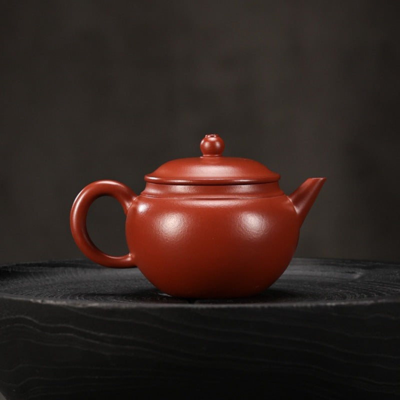 Vollständig handgefertigte Yixing-Zisha-Teekanne [Wide-mouthed Shui Ping] (Dahongpao - 220 ml)