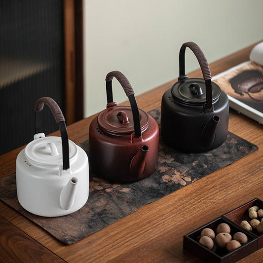 Retro Ceramic Direct Fire Teapot [Tiliang Han Yun Pot] 700ml - YIQIN TEA HOUSE | yiqinteahouse.com | ceramic teapot, direct fire, teapot, teaware