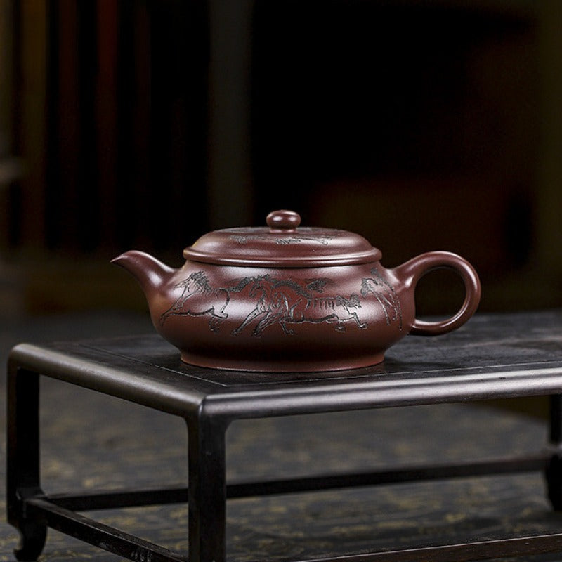Full Handmade Yixing Zisha Teapot [Eight Horses] (Lao Zi Ni - 280ml)