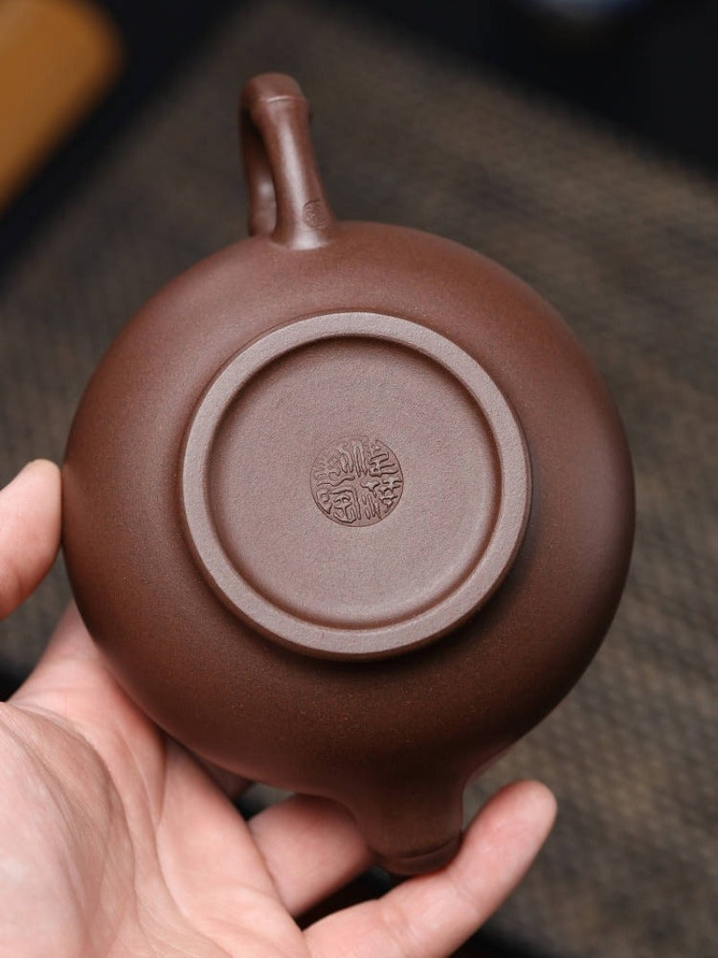 全手工宜兴紫砂茶壶 [雅竹壶] (紫泥 - 300ml)