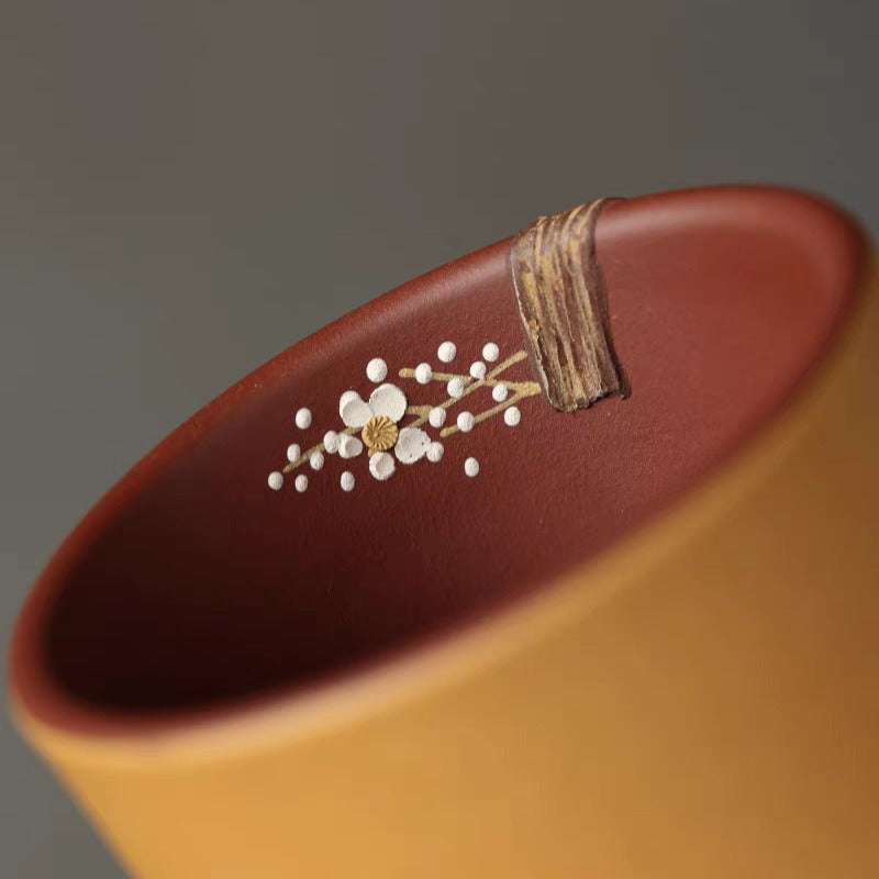 Handmade Yixing Zisha Master Tea Cup [Bi-color Plum Blossom] 110ml