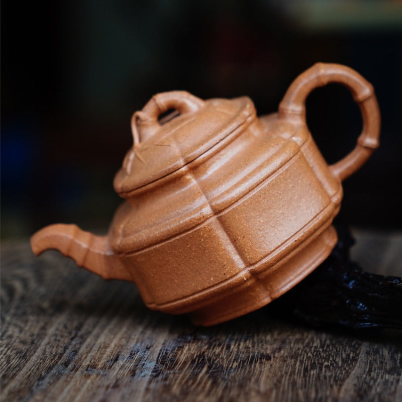 Full Handmade Yixing Zisha Teapot [Liufang Zhu Gu Pot] (Jiang Po Ni - 190ml)