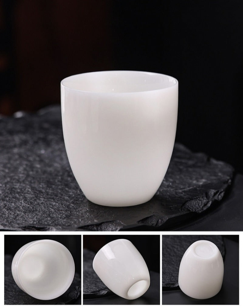 Tazza da tè Master in porcellana bianca giada di ghiaccio smaltata 80-110ml