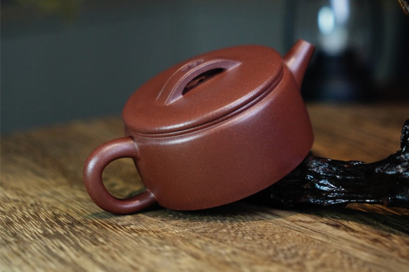 Théière Yixing Zisha entièrement faite à la main [Pot Hanwa] (Di Cao Qing - 110 ml)