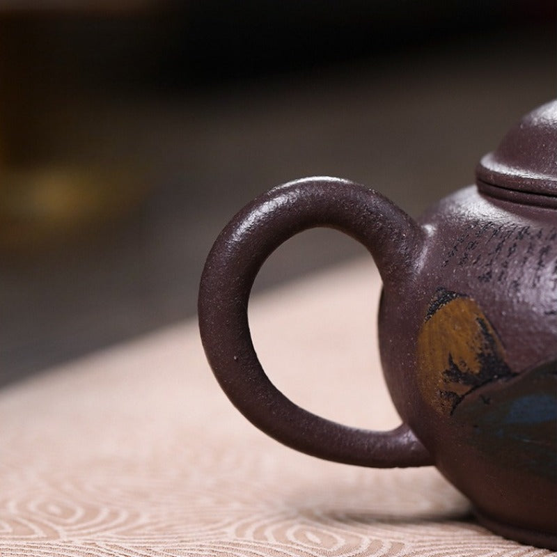 Théière Yixing Zisha entièrement faite à la main [Shui Ping Huai Gu] (30 Mu Tian Qing Zi Ni - 260 ml)