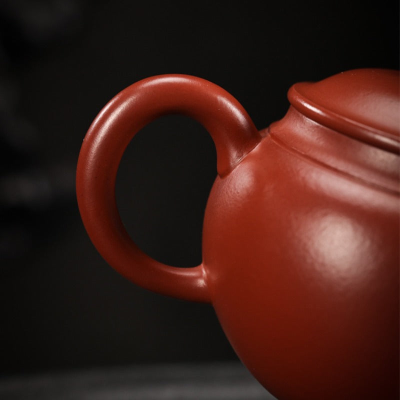 Vollständig handgefertigte Yixing-Zisha-Teekanne [Wide-mouthed Shui Ping] (Dahongpao - 220 ml)