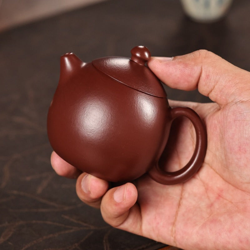 Teiera Yixing Zisha completamente fatta a mano [Mini Dragon Egg] (Zi Zhu Ni - 130ml)