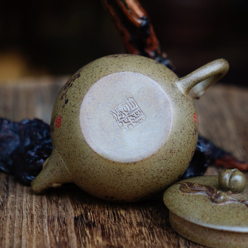 Théière Yixing Zisha entièrement faite à la main [Shoutau Pot] (Qing Duan Ni Firewood Fired Fired - 150ml)