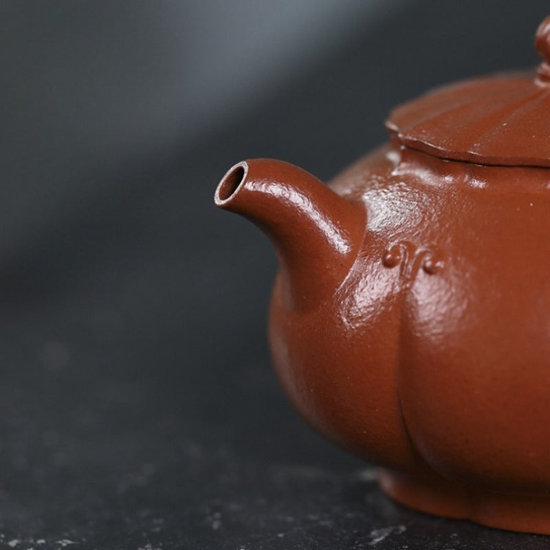 全手工宜兴紫砂茶壶 [锦绣西施] (朱砂朱泥 - 150ml)