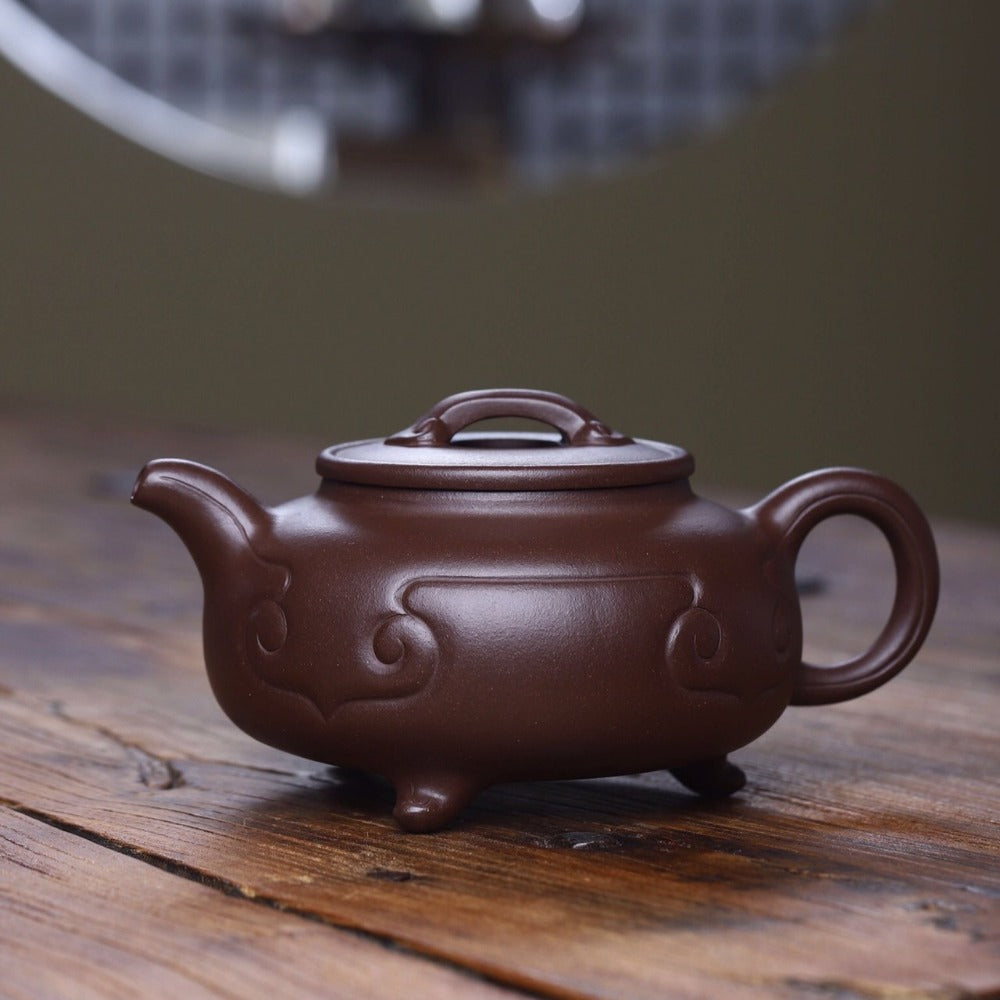 全手工宜兴紫砂茶壶[三足如意壶] (紫泥- 400ml) – YIQIN TEA HOUSE 一