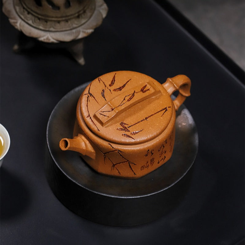 Full Handmade Yixing Zisha Teapot [Zhu Ying] (Jin Jiang Po Ni - 280ml)