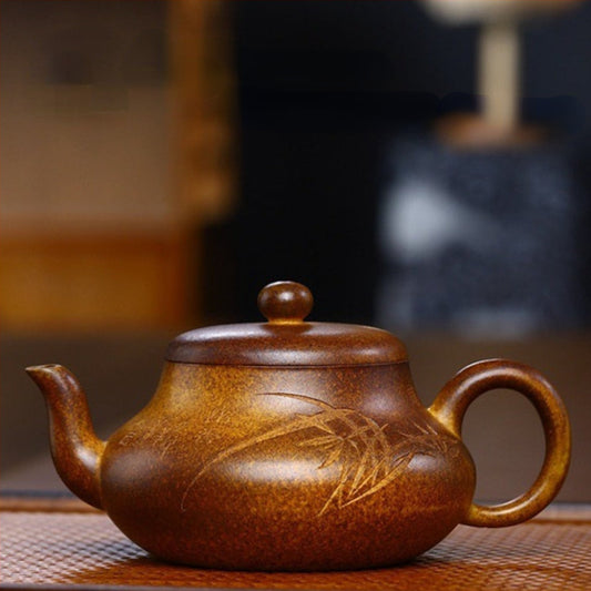 Full Handmade Yixing Zisha Teapot [Junde Pot] (Qing Duan Ni Firewood Fired - 180ml)