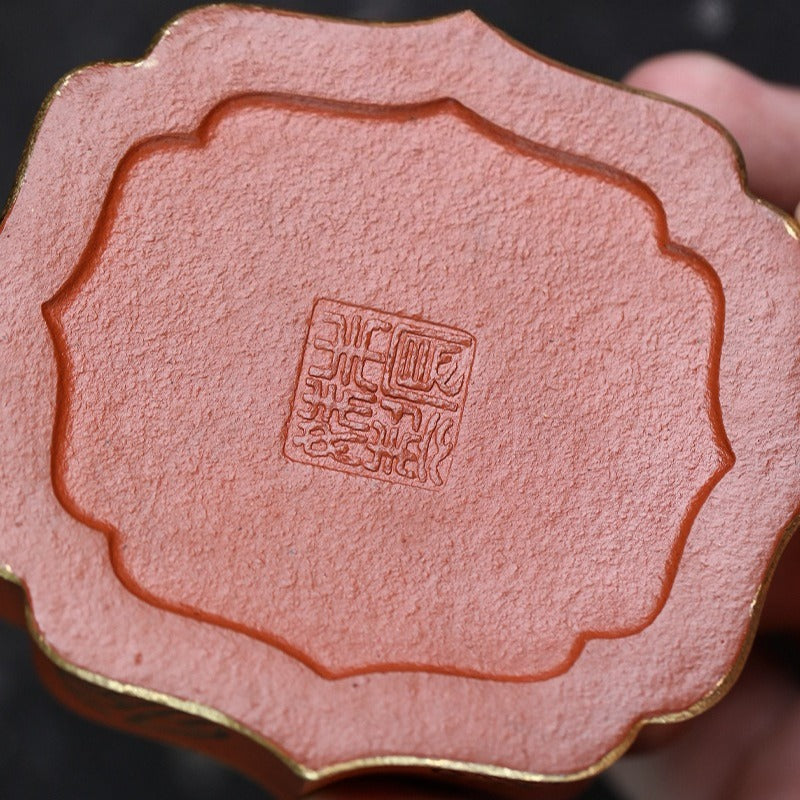 Théière Yixing Zisha entièrement faite à la main [Jin Ling Fu Wen] (Zhu Sha Zhu Ni - 150 ml)