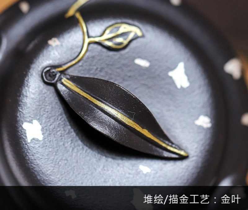 Tetera Yixing Zisha completamente hecha a mano [Jin Zhi Yuye] (Hei Luo Lan - 150 ml)