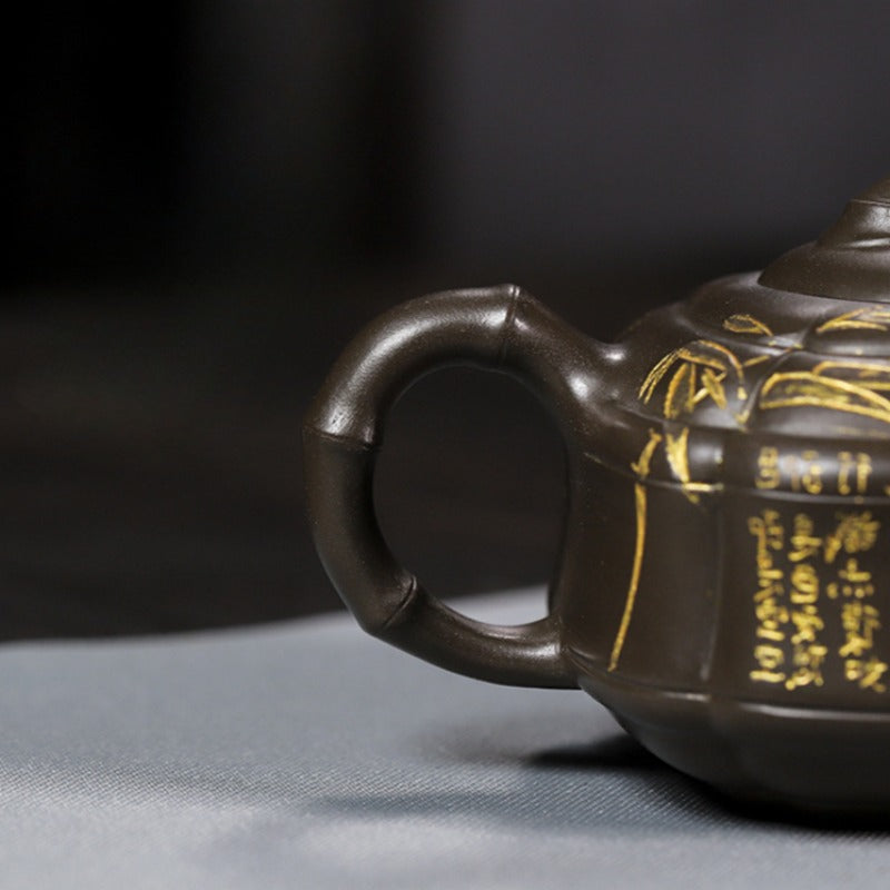 Full Handmade Yixing Zisha Teapot [Chou Jiao Zhu Gu] (Feicui Qing Zi Ni - 300ml)