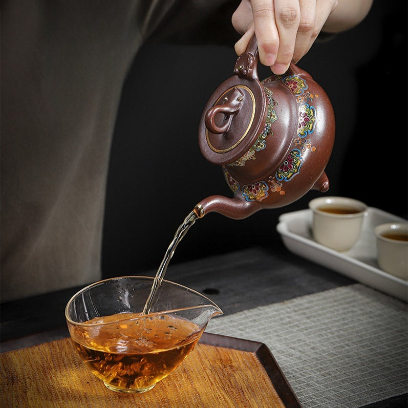 Tetera Yixing Zisha hecha a mano [Sanzu Fan Hua] (Jinsha Zi Ni - 350ml)