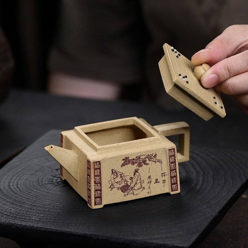 Full Handmade Yixing Zisha Teapot [Qikai Desheng] (Bensan Lu Ni - 145ml)