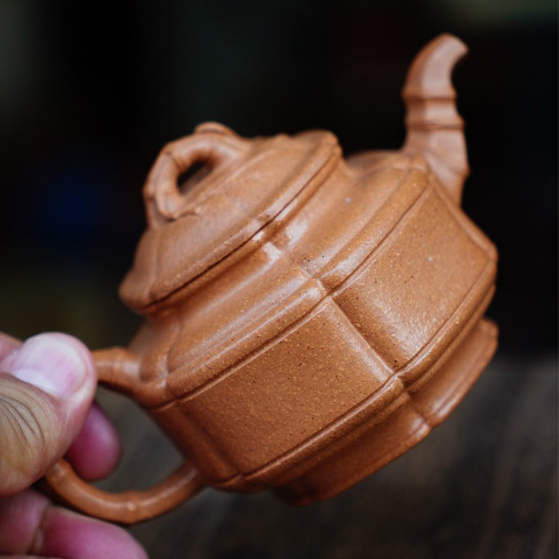 Full Handmade Yixing Zisha Teapot [Liufang Zhu Gu Pot] (Jiang Po Ni - 190ml)