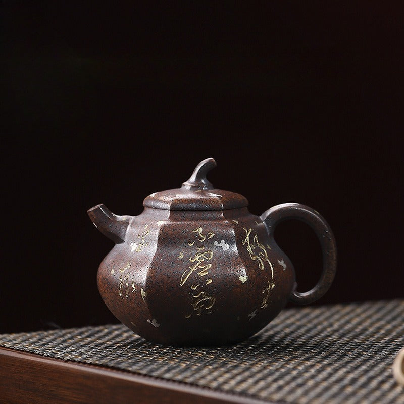 Full Handmade Yixing Zisha Teapot [Hexagon Gourd] (Firewood Fired Duan Ni - 170ml) - YIQIN TEA HOUSE | yiqinteahouse.com | <200ml, full handmade zisha teapot, teapot, teaware