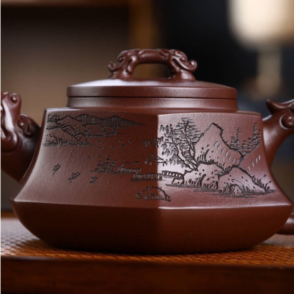 Full Handmade Yixing Zisha Teapot [Lifang Long Pot] (Zi Ni - 450ml)
