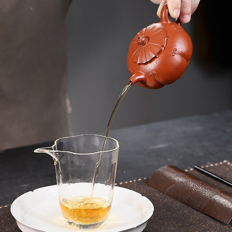 全手工宜兴紫砂茶壶 [锦绣西施] (朱砂朱泥 - 150ml)