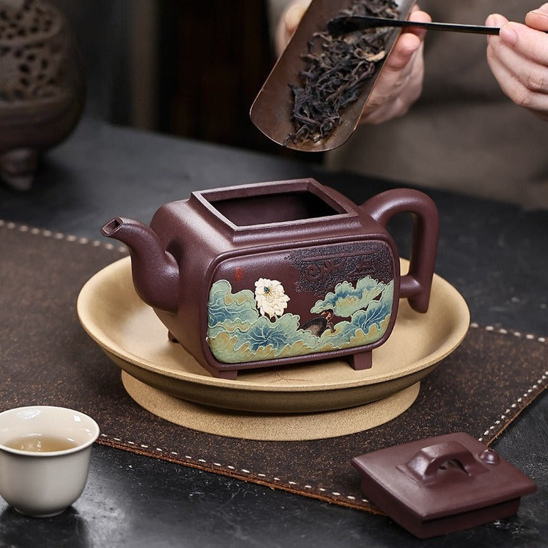 Théière Yixing Zisha entièrement faite à la main [Yi Mai Xiang Cheng] (Tian Qing Zi Ni - 520 ml)