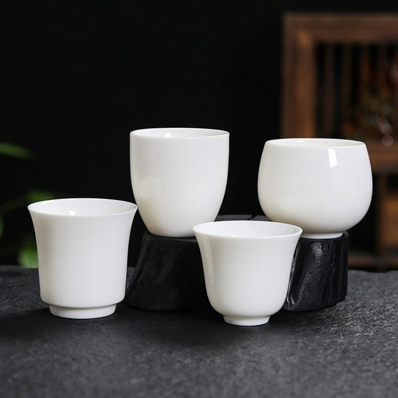 Mutton Fat Jade White Porcelain Glazed Master Tea Cup 75-120ml