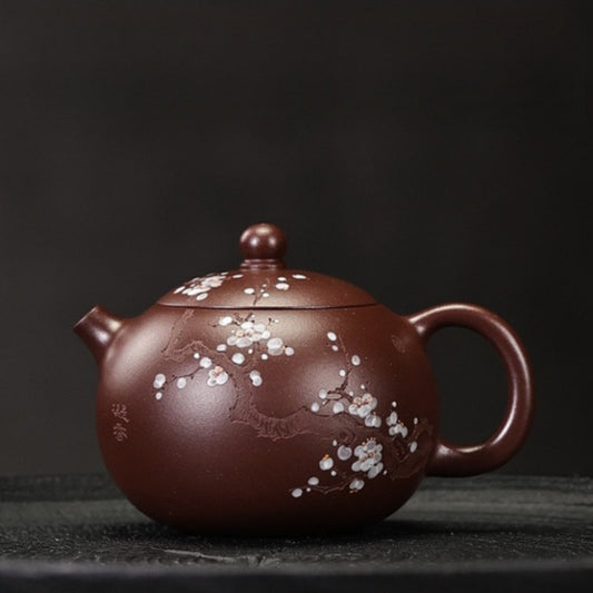 Full Handmade Yixing Zisha Teapot [Plum Xishi Pot] (Zi Ni - 170ml)