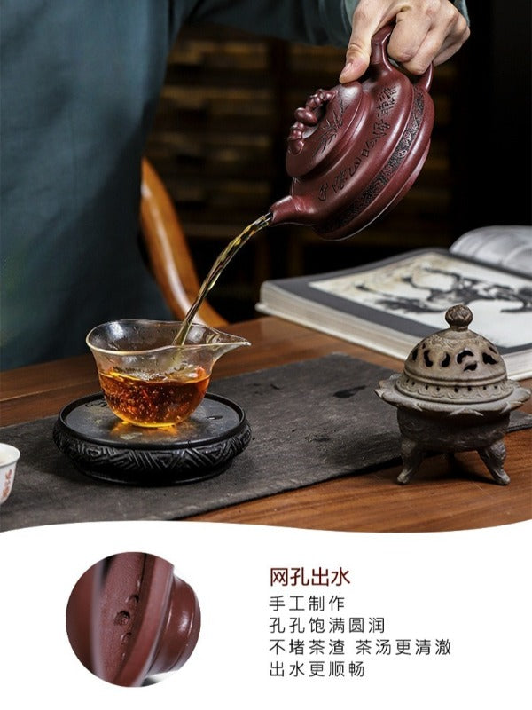 Full Handmade Yixing Zisha Teapot [Lucky Bamboo] (Zi Ni - 480ml)