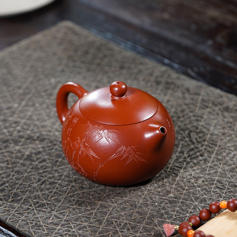 Théière Yixing Zisha entièrement faite à la main [Modèle Xishi] (Dahongpao - 320 ml)