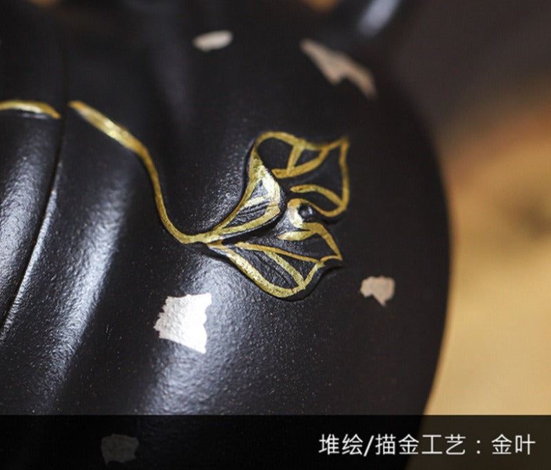 Tetera Yixing Zisha completamente hecha a mano [Jin Zhi Yuye] (Hei Luo Lan - 150 ml)