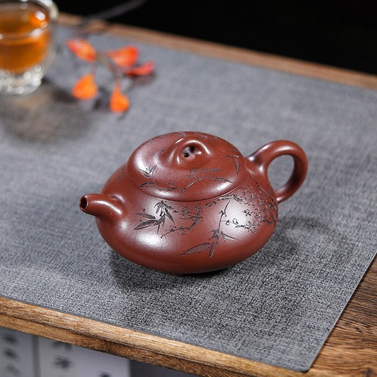 Vollständig handgefertigte Yixing-Zisha-Teekanne [Hantang Shi Piao] (Di Cao Qing - 280 ml)