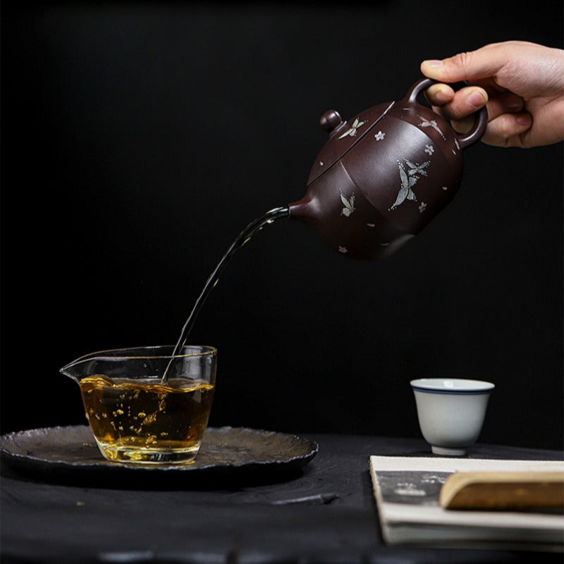 Full Handmade Yixing Zisha Teapot [Butterfly Xishi] (Zi Jia Ni - 460ml) - YIQIN TEA HOUSE | yiqinteahouse.com | >300ml, full handmade zisha teapot, teapot, teaware