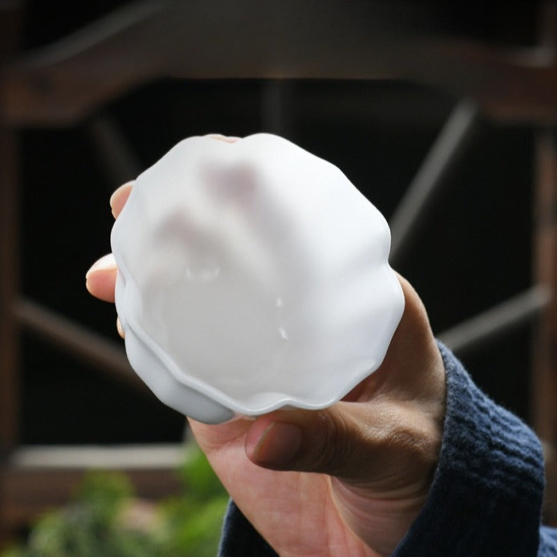 Ice Jade White Porcelain [Petals] Tea Cup 110ml