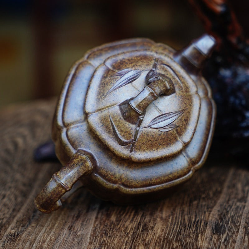 Théière Yixing Zisha entièrement faite à la main [Pot Liufang Zhu Gu] (Qing Duan Ni Fired - 200 ml)